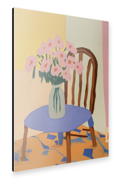 Alu-Dibond "Blumenvase auf dem Stuhl" 75x50 cm artboxONE