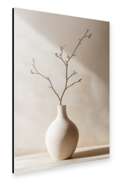 Alu-Dibond "Minimalistische Tonvase mit Zweig" 75x50 cm artboxONE