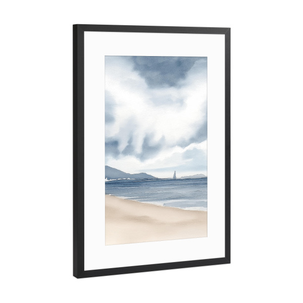 Poster mit Rahmen Schwarz (Metallic) "Boat in the sea" artboxONE - Natur,Reise,Reise / Strand und Meer