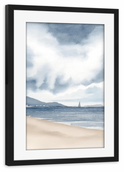 Poster mit Rahmen schwarz "Boat in the sea" artboxONE - Natur,Reise,Reise / Strand und Meer