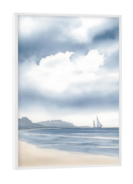 Poster mit weißem Rahmen "Boot auf dem Meer" artboxONE - Natur,Reise,Reise / Strand und Meer