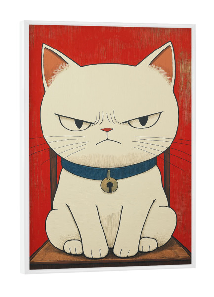 Poster mit weißem Rahmen "Angry Cat" artboxONE - Tiere,Lustig - Lustig,Katze,Illustration,Wütend,Tiere,Bunt,Ki