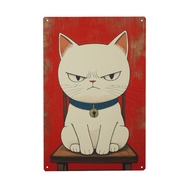 Metall Poster "Angry Cat" artboxONE - Tiere,Lustig - Lustig,Katze,Illustration,Wütend,Tiere,Bunt,Ki - Blechschild