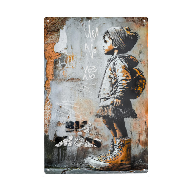 Holzbild "Große Schuhe" artboxONE - Abstrakt,Menschen,Streetart