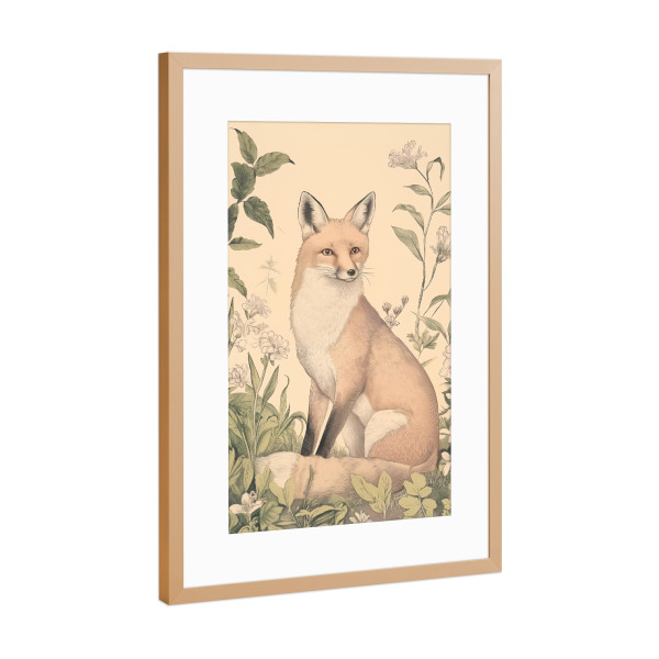 Poster mit Rahmen Kupfer "Fuchs im Holz" artboxONE - Für Kinder,Tiere,Abstrakt