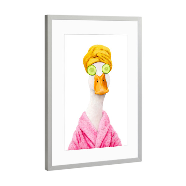 Poster mit Rahmen Silber "Bathente" artboxONE - Tiere,Comic,Fashion,Für Mama,Lustig