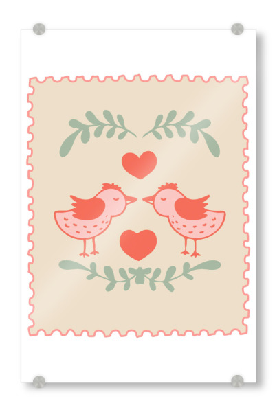 Acrylglasbild "Love Birds art" artboxONE - Floral,Liebe