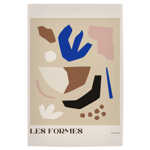 Poster "Les Formes" artboxONE - Typografie,Abstrakt,Geometrie - Kunst,Abstrakt,Abstrakte kunst,Text,Typografie,Formen,Pastell,Pastellfarben,Museum