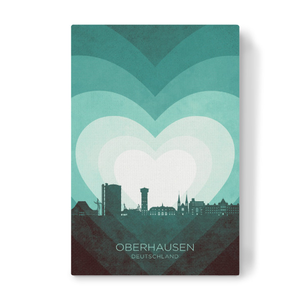 Leinwandbild "Oberhausen Skyline Heart Teal" artboxONE - Städte