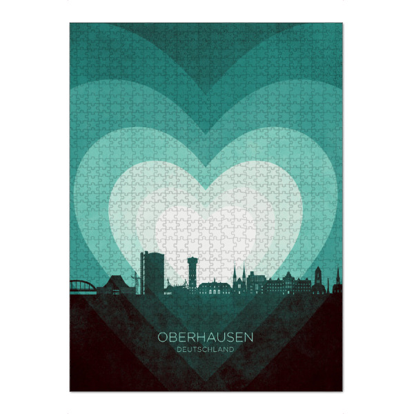 Puzzle Ravensburger "Oberhausen Skyline Heart Teal" artboxONE - Städte