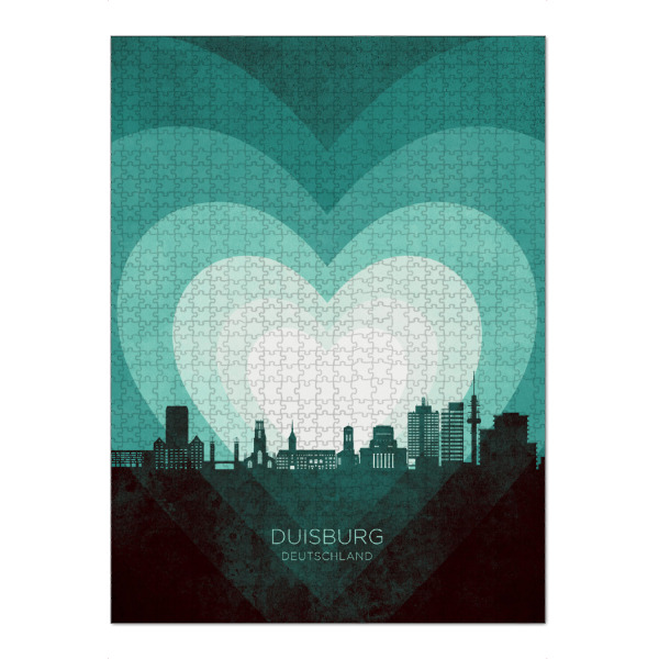 Puzzle Ravensburger "Duisburg Skyline Heart Teal" artboxONE - Städte