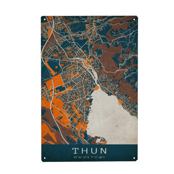 Holzbild "Thun Vintage Map" artboxONE - Städte / Weitere,Kartografie