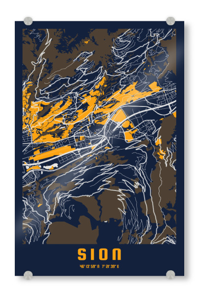 Acrylglasbild "Sion Wallis" artboxONE - Städte / Weitere,Kartografie