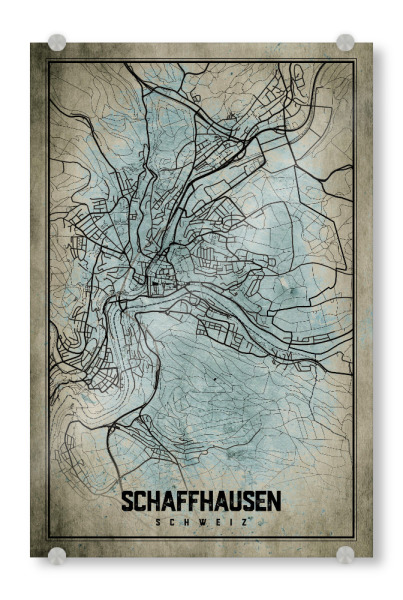 Acrylglasbild "Schaffhausen Retro City" artboxONE - Städte / Weitere,Kartografie