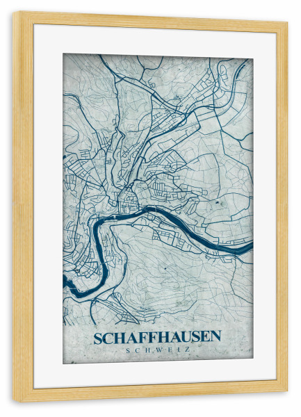 Poster mit Rahmen kiefer "Schaffhausen Vintage" artboxONE - Städte / Weitere,Kartografie