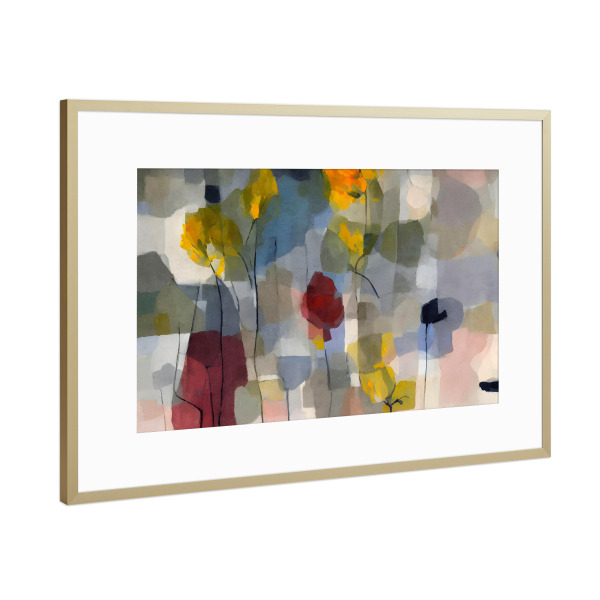 Poster mit Rahmen Gold "Ich sehe Blumen - rote Tulpen" artboxONE - Natur,Floral,Geometrie - Floral,Blumen,Abstrakt