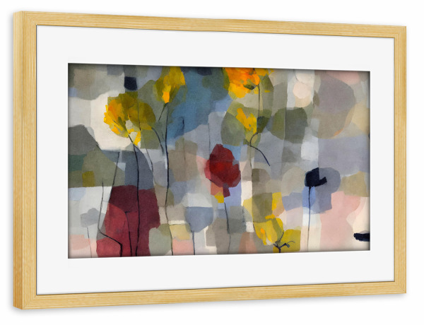 Poster mit Rahmen kiefer "Ich sehe Blumen - rote Tulpen" artboxONE - Natur,Floral,Geometrie - Floral,Blumen,Abstrakt