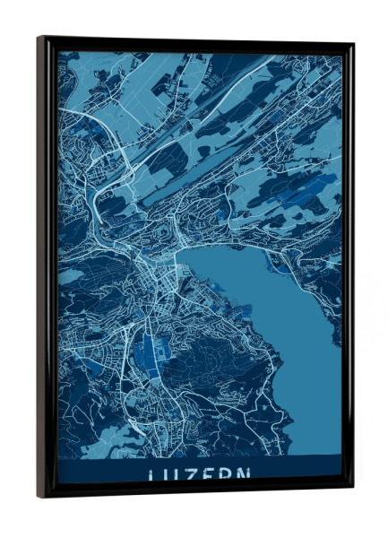 Poster mit schwarzem Rahmen "City Luzern Map" artboxONE - Städte / Weitere,Kartografie