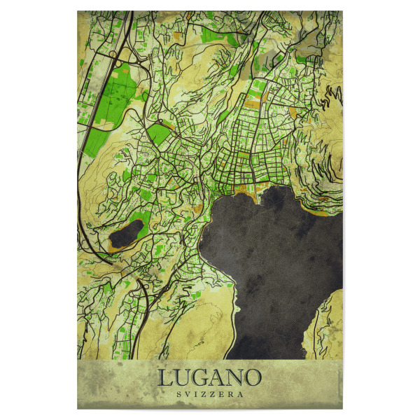 Poster "Lugano Vintage City Map" artboxONE - Städte / Weitere,Kartografie
