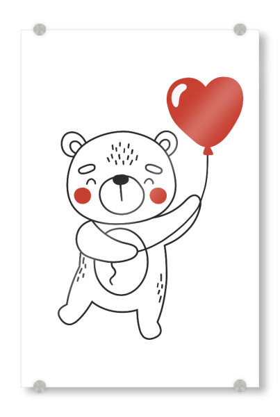 Acrylglasbild "Love line bear animal illustration" artboxONE - Für Kinder,Tiere,Liebe