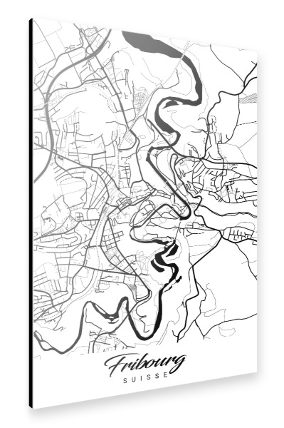 Alu-Dibond "Fribourg City Map" 30x20 cm artboxONE