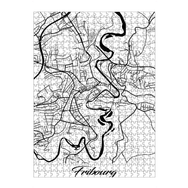 Puzzle Ravensburger "Fribourg City Map" artboxONE - Schwarzweiß,Städte / Weitere