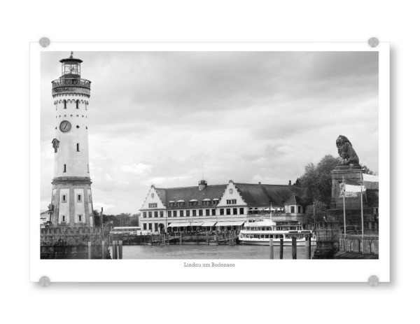 Acrylglasbild "Lindau am Bodensee" artboxONE - Städte,Reise,Schwarzweiß,Architektur,Reise / Länder