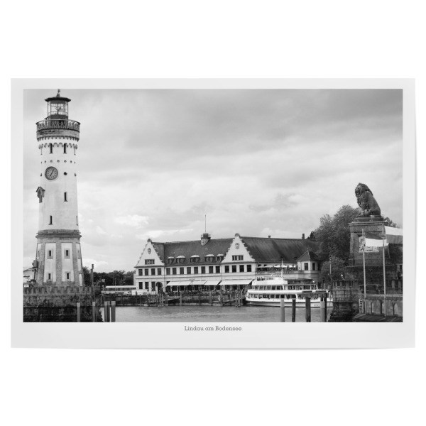 Poster "Lindau am Bodensee" artboxONE - Städte,Reise,Schwarzweiß,Architektur,Reise / Länder