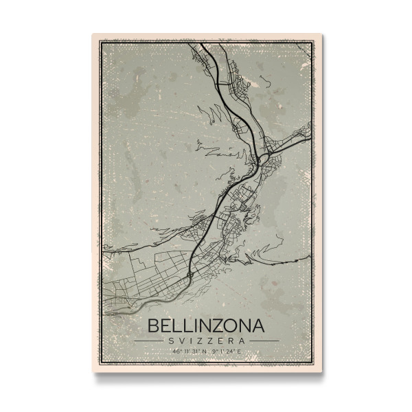 Galerie-Print "Bellinzona Retro Map" 30x20 cm artboxONE