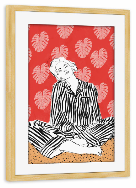 Poster mit Rahmen kiefer "Gelassenheit in Streifen" artboxONE - Floral,Menschen,Fashion