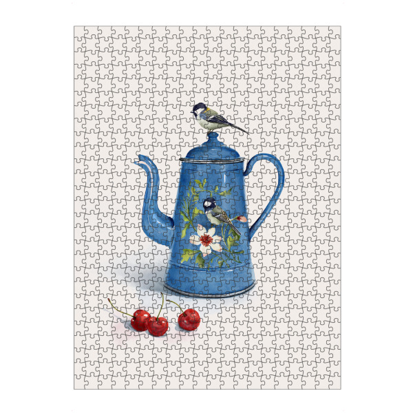 Puzzle Ravensburger "Blauer Kessel mit Vögeln" artboxONE - Natur,Floral,Essen & Trinken