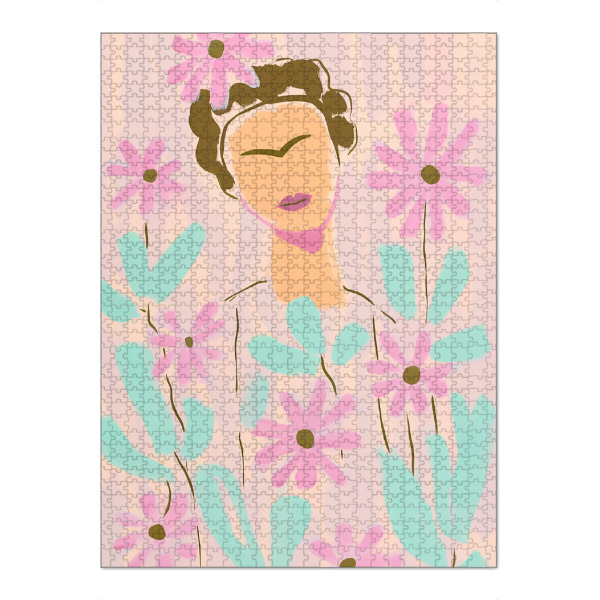 Puzzle Ravensburger "Gesichtslose Frida und Floral" artboxONE - Floral,Abstrakt,Menschen