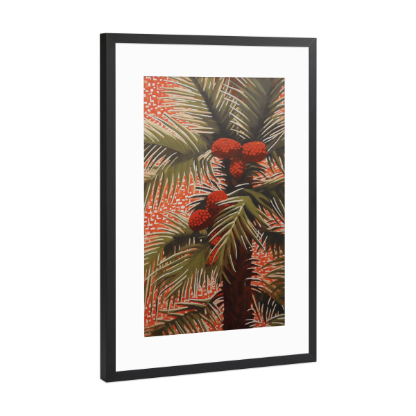 Poster mit Rahmen Schwarz (Metallic) "Palmengarten mit Kokosnuss" artboxONE - Natur,Floral,Abstrakt