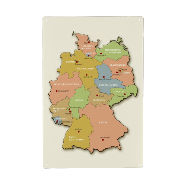 Metall Poster "Deutsche Karte" artboxONE - Reise,Reise / Länder,Kartografie