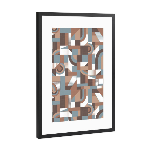 Poster mit Rahmen Schwarz (Metallic) "Mocha Mousse Sonate" artboxONE - Abstrakt,Geometrie