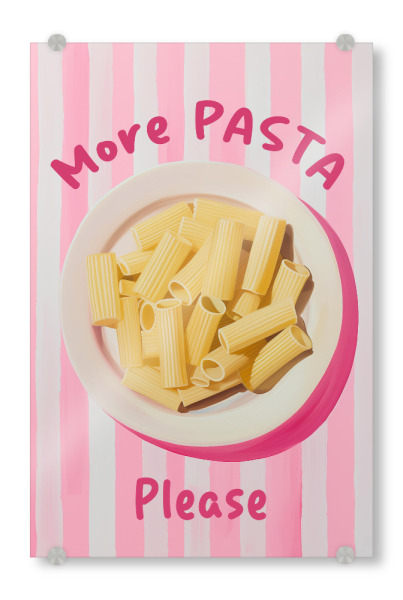 Acrylglasbild "Gute Laune Pasta Teller" artboxONE - Typografie,Reise / Strand und Meer,Liebe