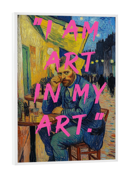 Poster mit weißem Rahmen "Café Vincent ich bin Kunst" artboxONE - Typografie,Essen & Trinken,Menschen