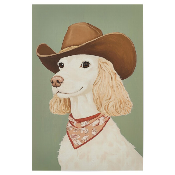 Poster "Cowboy Cocker Spaniel" artboxONE - Tiere - Cocker spaniel,Hund,Cowboy,Cowboys,Cowboyhut,Tier,Tierporträt
