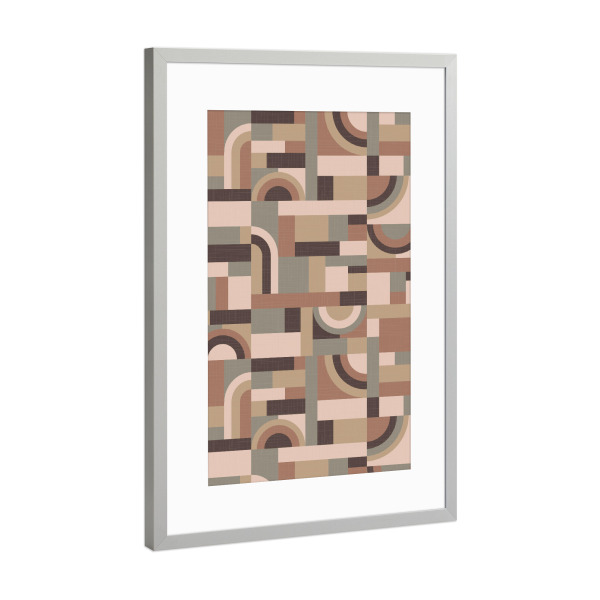 Poster mit Rahmen Silber "Mocha Mousse Frasggio" artboxONE - Abstrakt,Geometrie - Gedämpfte töne,Mokka-mousse,Erdtöne,Erdig,Abstrakt,Geometrie,Formen