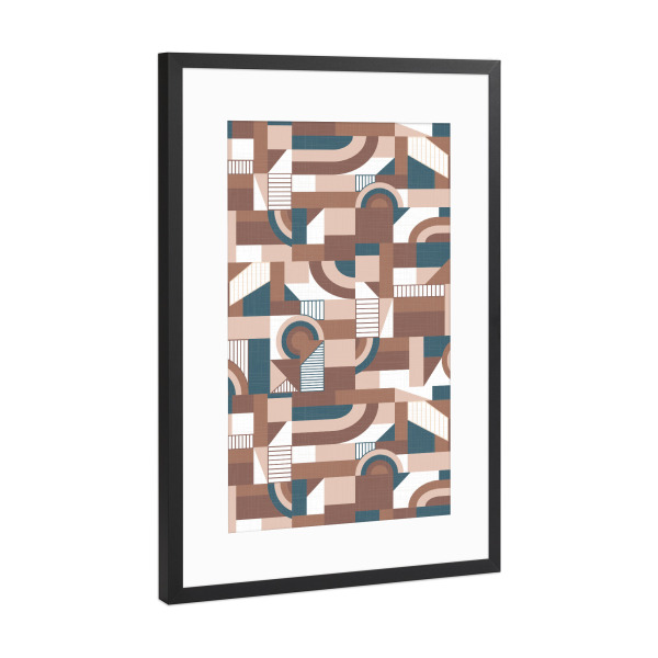Poster mit Rahmen Schwarz (Metallic) "Mocha Mousse Ritmo" artboxONE - Abstrakt,Geometrie