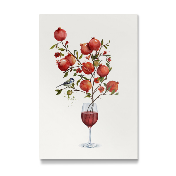 Galerie-Print "Granatapfel in einem Glas Wein" 75x50 cm artboxONE