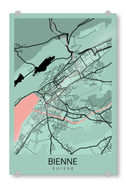 Acrylglasbild "Map Biel Schweiz" artboxONE - Städte / Weitere,Kartografie