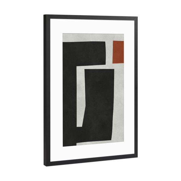 Poster mit Rahmen Schwarz (Metallic) "Schwarzer Block b" artboxONE - Abstrakt,Geometrie