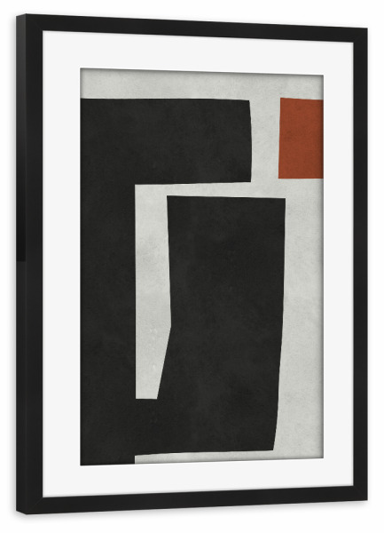 Poster mit Rahmen schwarz "Schwarzer Block b" artboxONE - Abstrakt,Geometrie