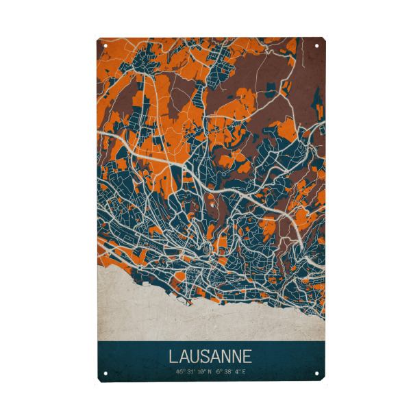 Holzbild "Lausanne Vintage" artboxONE - Städte / Weitere,Kartografie
