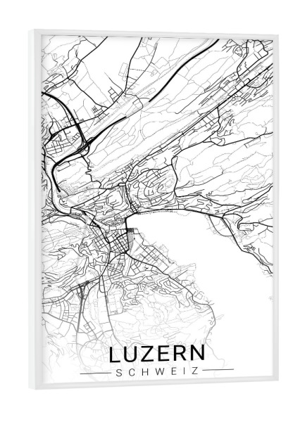 Poster mit weißem Rahmen "Citymap Luzern" artboxONE - Schwarzweiß,Städte / Weitere,Kartografie
