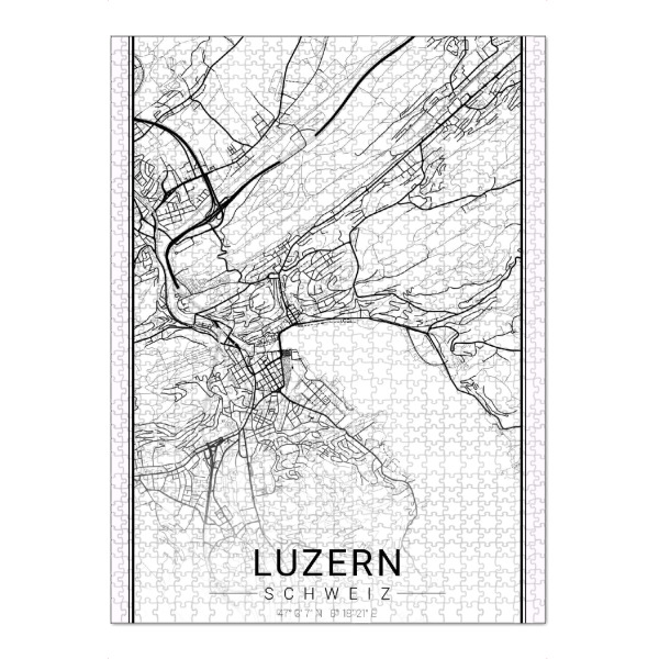 Puzzle Ravensburger "Citymap Luzern" artboxONE - Schwarzweiß,Städte / Weitere,Kartografie