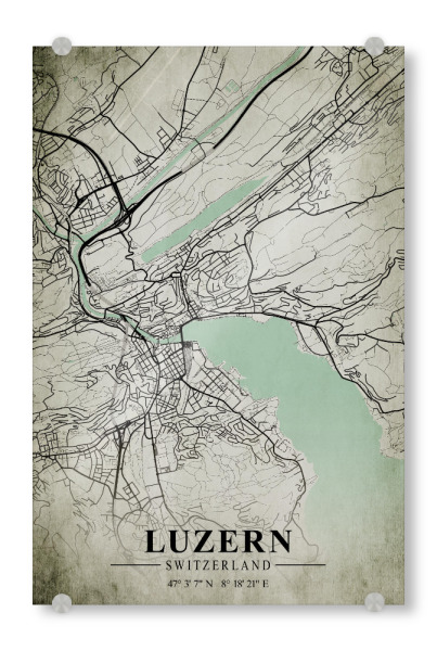 Acrylglasbild "Luzern Vintage CityMap" artboxONE - Städte / Weitere,Kartografie