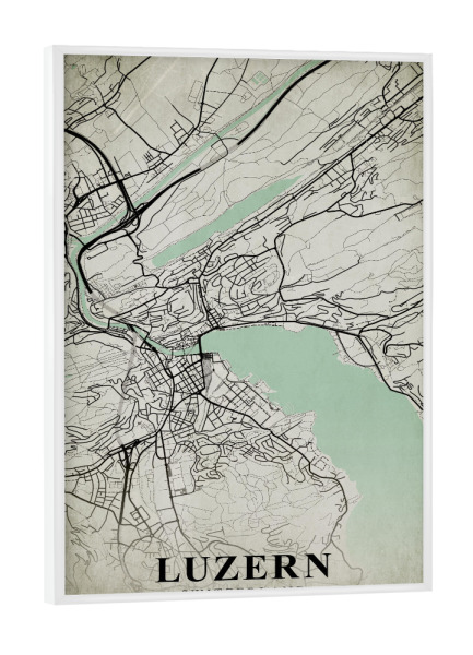 Poster mit weißem Rahmen "Luzern Vintage CityMap" artboxONE - Städte / Weitere,Kartografie