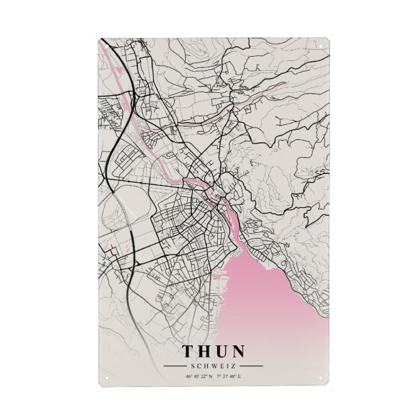 Metall Poster "Thun Schweiz" artboxONE - Städte / Weitere,Kartografie